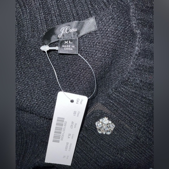 J Crew Sweater Dress - Black with jeweled embellishments - wool blend - nwt - XL - Picture 9 of 12